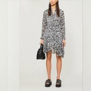 All Saints Chic Zebra Patterned Shirt  Dress Size M